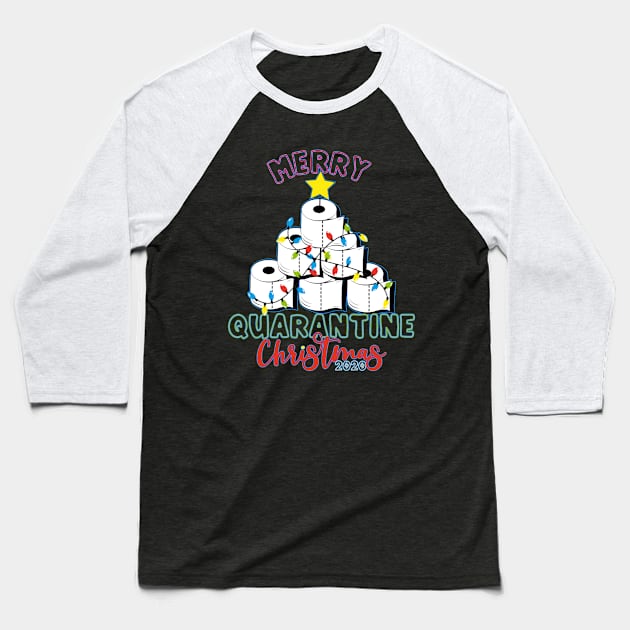 Funny Merry Quarantine Christmas 2020 Toilet Paper Xmas Tree Baseball T-Shirt by PsychoDynamics